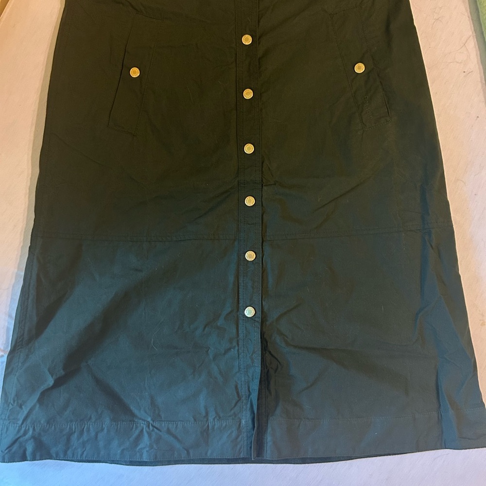 Barbour Dark Green Button-Front Midi Skirt
